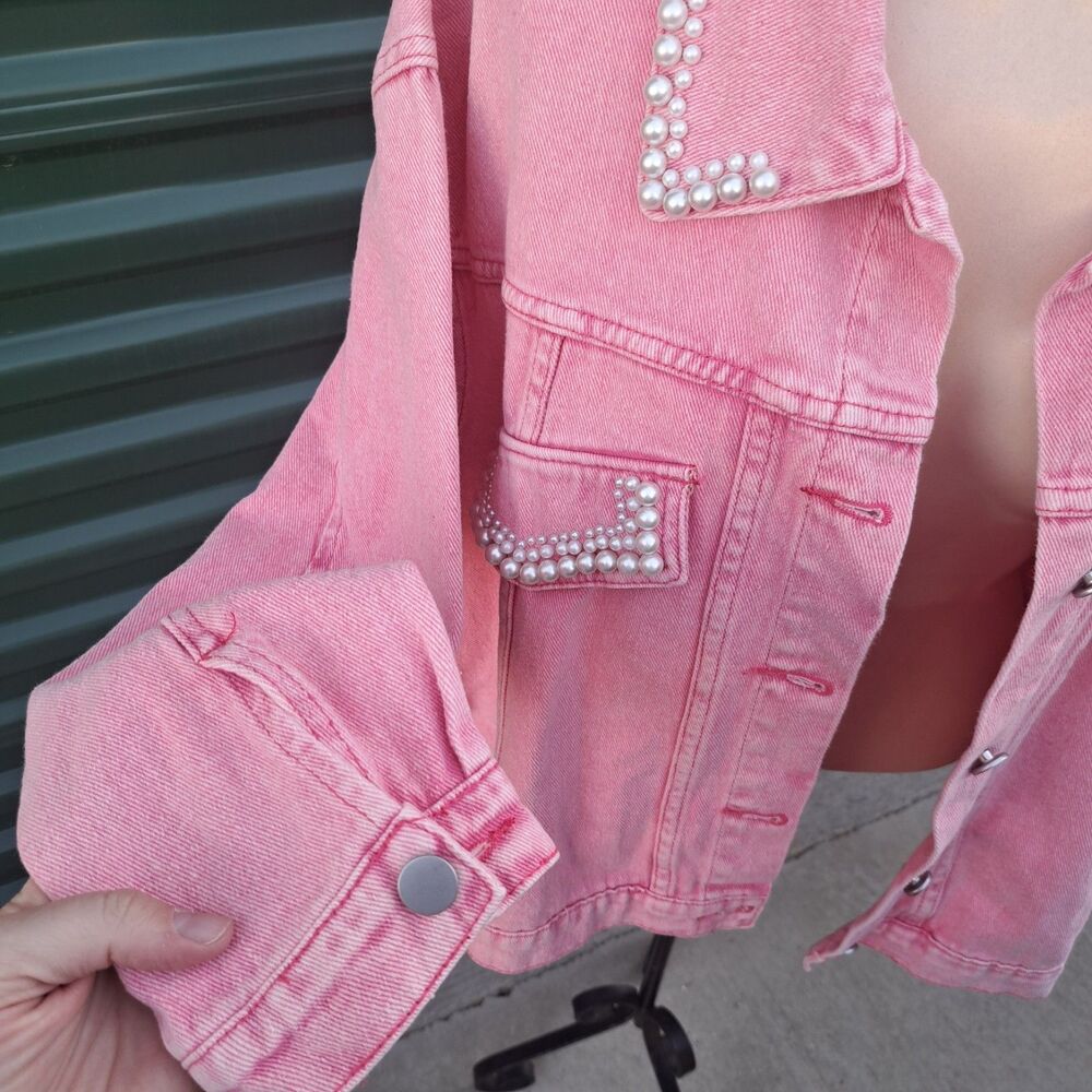 NEW Savanna Jane 1X PLUS SIZE Pink Denim Jacket Women's Pearl Western Cowgirl - Picture 3 of 10